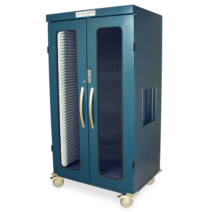 MSPM82-20GE Hammertone Blue Large Instrument Medical Cabinets - Quarter Left