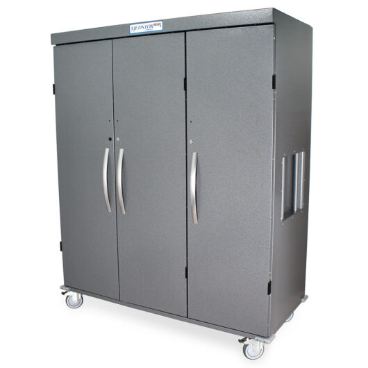 MSPM83-00SK Hammertone Gray Solid Door Medical Storage Cabinets - Quarter Left Closed