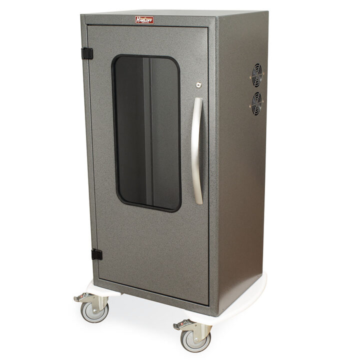 DSC36TGK-DP Hammertone Gray Esophageal Dilator Storage and Drying Cart - Quarter Left Empty