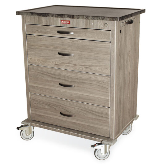 WV540PC-DW Gray Medication Cart with Dark Top - Quarter Left