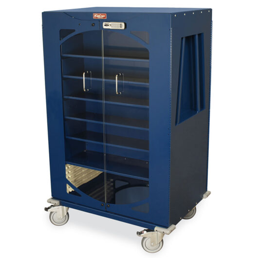 MS-SUTURE2-E Navy Suture Storage Cart - Quarter Left