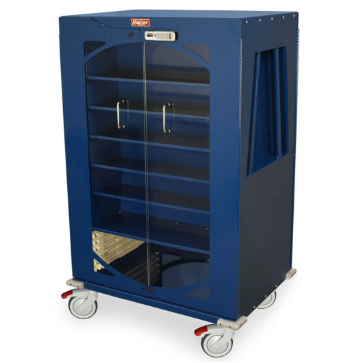 MS-SUTURE2-E Navy Suture Storage Cart - Quarter Left