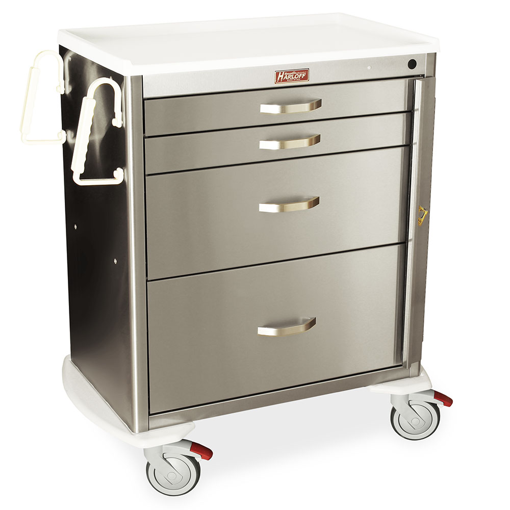 M-Series Stainless Steel Crash Cart, Medium Height, Standard Width, Four Drawers, Breakaway Lock, MDSS3027B14 - Image 2