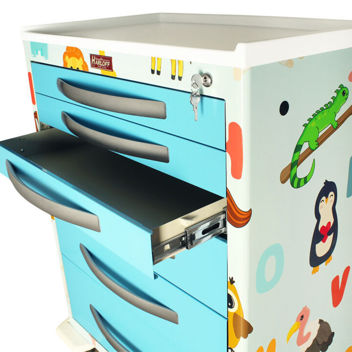 A-Series Lightweight Custom Medical Cart Design, Partial Vinyl Wrap, Tall Height, Standard Width, Six Drawers, Key Lock, MPA3030K06+MDPW - Image 2
