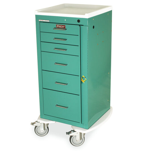 Classic Tall Emergency Cart, Mini Line, Six Drawers, Breakaway Lock, Teal, 3256B