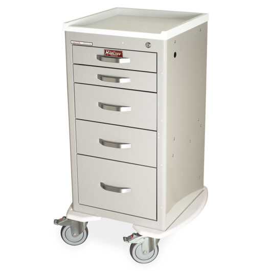 M-Series Anesthesia Cart, Mini Width, Five Drawers, Key Lock, Light Gray, MDS1827K05