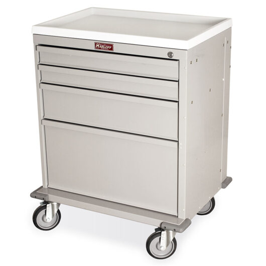 V-Series Procedure Cart, Four Drawers, Key Lock, Light Gray, V24-4K