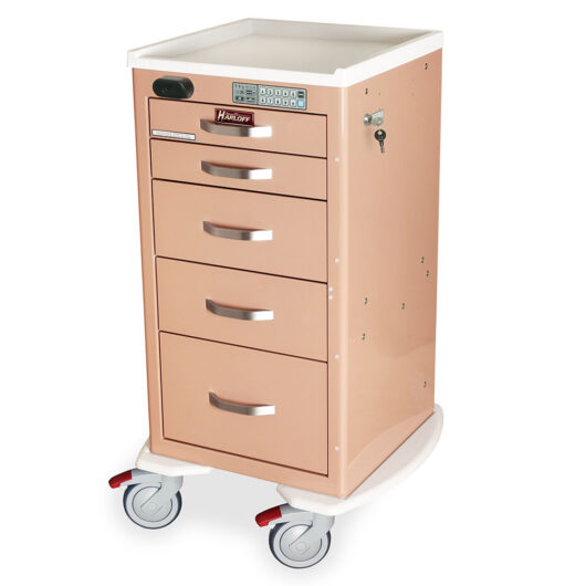 MDS1827WLP05 Mauve Wireless Auto-Locking Carts - Quarter Left