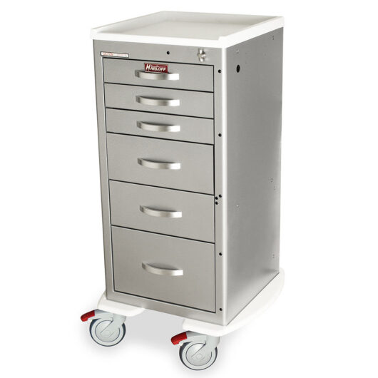MDS1830L06 Hammertone Silver Medical Treatment Cart with Basic Latch Lock - Quarter Left