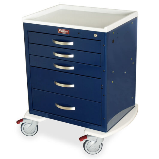 MDS2421K05 Navy Short Anesthesia Cart - Quarter Left