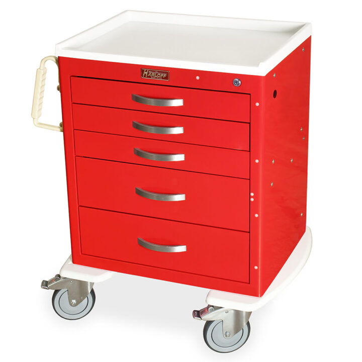 MDS2421K05 Red Short Anesthesia Cart - Quarter Left