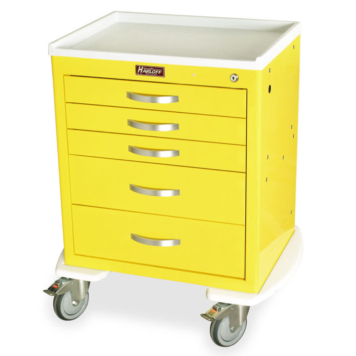 MDS2421K05 Yellow Short Anesthesia Cart - Quarter Left