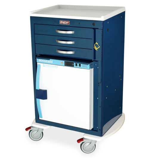 MDS2430B03-MH1 Hammertone Blue Malignant Hyperthermia Cart with Fridge - Quarter Left
