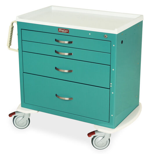 MDS3021K14 Teal Small Medical Cart - Quarter Left