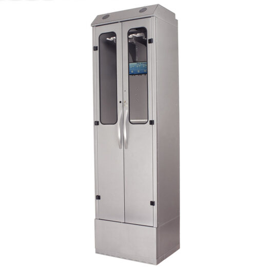 SC9430DRDP-DSS2310 Brushed Silver Enteroscope Cabinet with Channel Drying - Quarter Left Closed