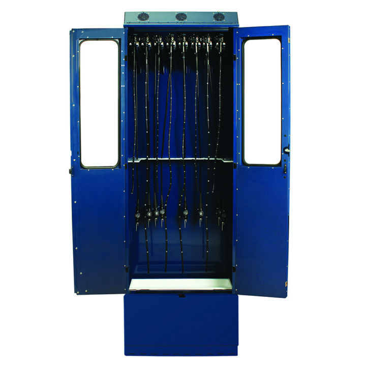 SC9436DRDP Navy Enteroscope Drying Cabinet - Open with Scopes