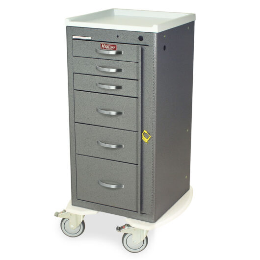 M-Series Tall Crash Cart, Narrow Width, Six Drawers, Breakaway Lock, Hammertone Gray, MDS1830B06