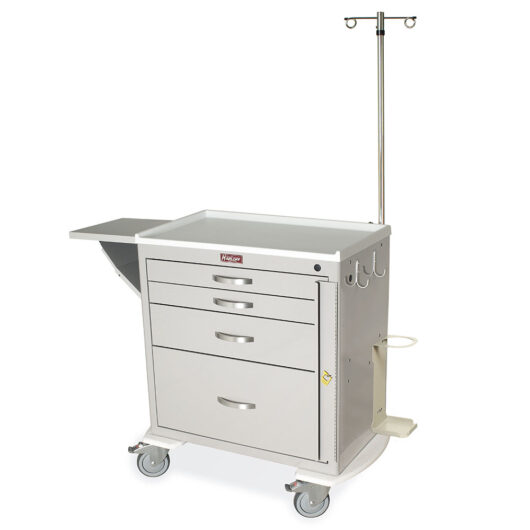 M-Series Short Crash Cart with MD30-EMG1 Package, Standard Width, Four Drawers, Breakaway Lock, Light Gray, MDS3024B14+MD30-EMG1