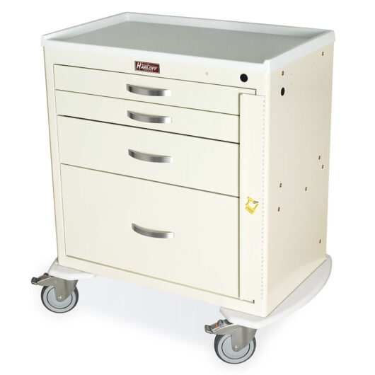 M-Series Short Emergency Crash Cart, Standard Width, Four Drawers, Breakaway Lock, Cream, MDS3024B14