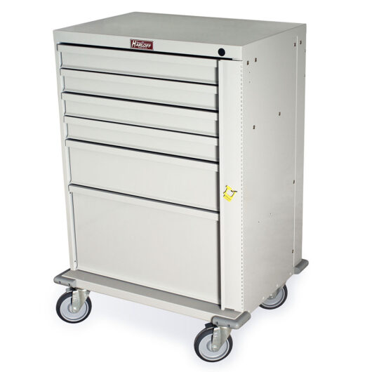 V-Series Tall Emergency Crash Cart, Six Drawers, Breakaway Lock, Light Gray, V30-6B