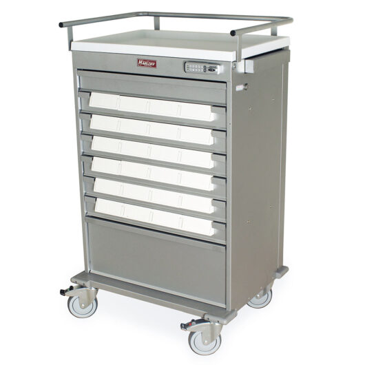 Value Line Med-Bin Cart, 24 Bin Capacity, E-Lock, Hammertone Silver, VLT24EBIN5
