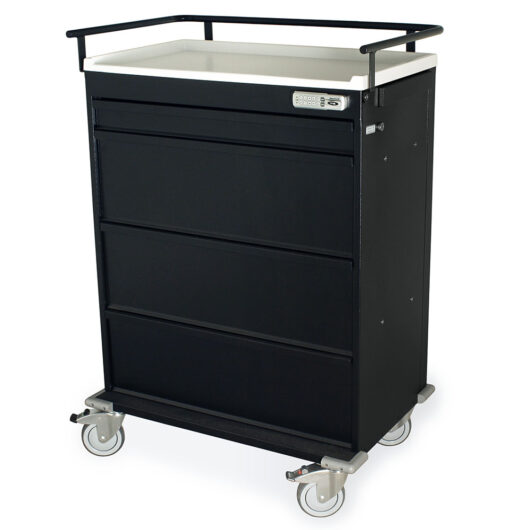 Value Punch Card Medication Cart, 600 Punch Card Capacity, E-Lock, Hammer Black, VLT480EPC
