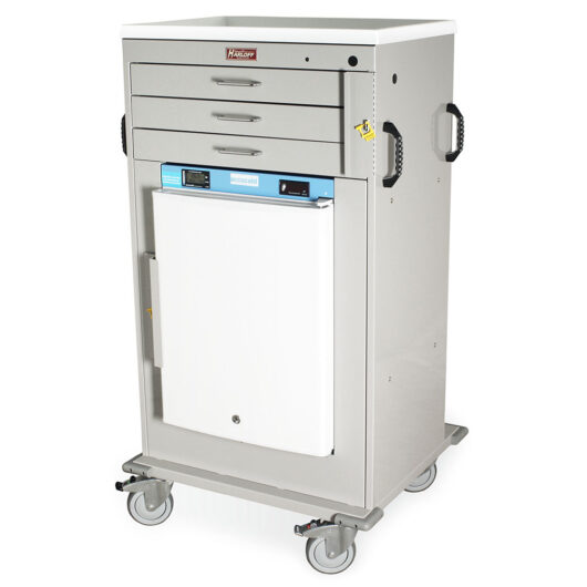 Malignant Hyperthermia Cart with 2.4 Cubic Feet Medical Grade Refrigerator, Three Drawers, Breakaway Lock, Light Gray, MH5300B-AC