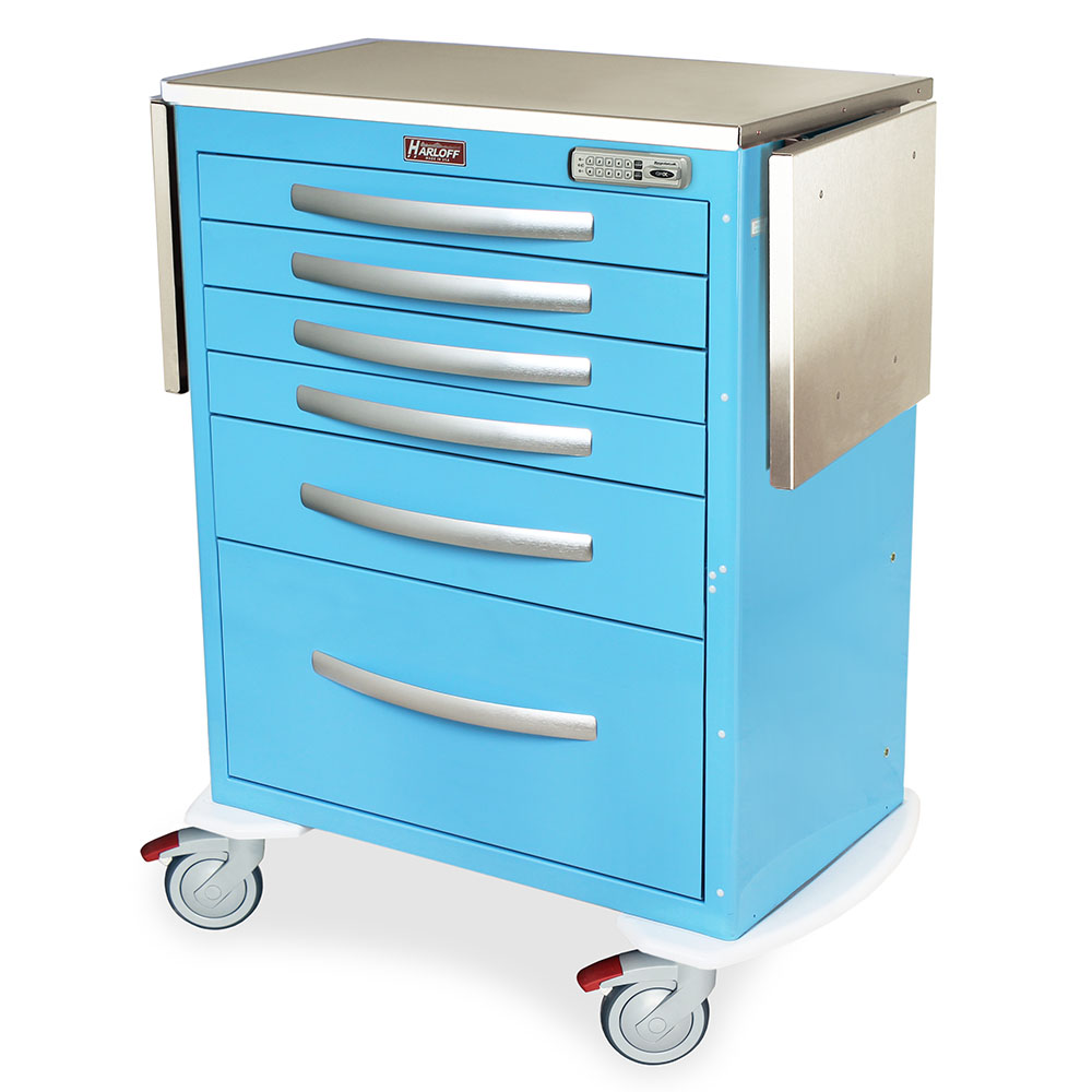 A-Series Tall LDRP cart, Standard Width, Six Drawers, E-Lock, MPA3030E16+MD30-SSFLTOP - Image 2