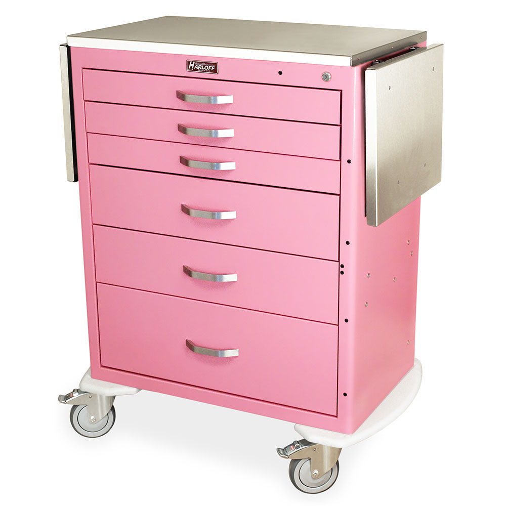 MDS3030K06 Pink Labor and Delivery Cart - Quarter Left Closed