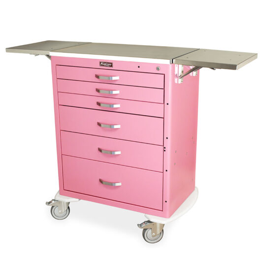MDS3030K06 Pink Labor and Delivery Cart - Quarter Left Open