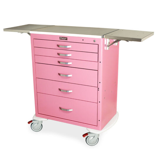 MDS3030K06 Pink Labor and Delivery Cart - Quarter Left Open