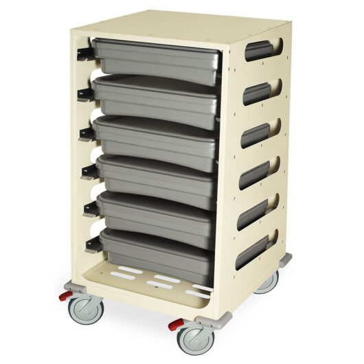 STC-SH6C Beige Endoscope Tray Transport Trolley - Quarter Left Full