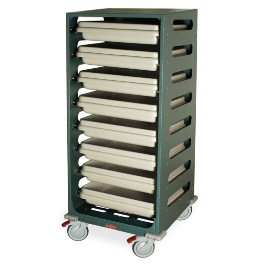 STC-SH8L Hammertone Green Scope Tray Holding Cart - Quarter Left Full Scaled