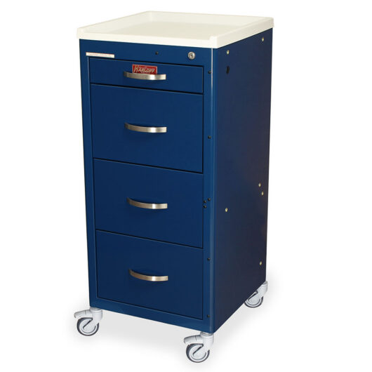 M-Series Tall Isolation Cart, Mini Width, Four Drawers, Key Lock, Navy, M3DS1830K04