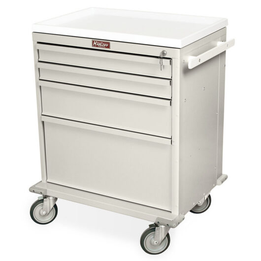 V-Series Short Procedure Cart, Four Drawers, Key Lock, Light Gray, V24-4K